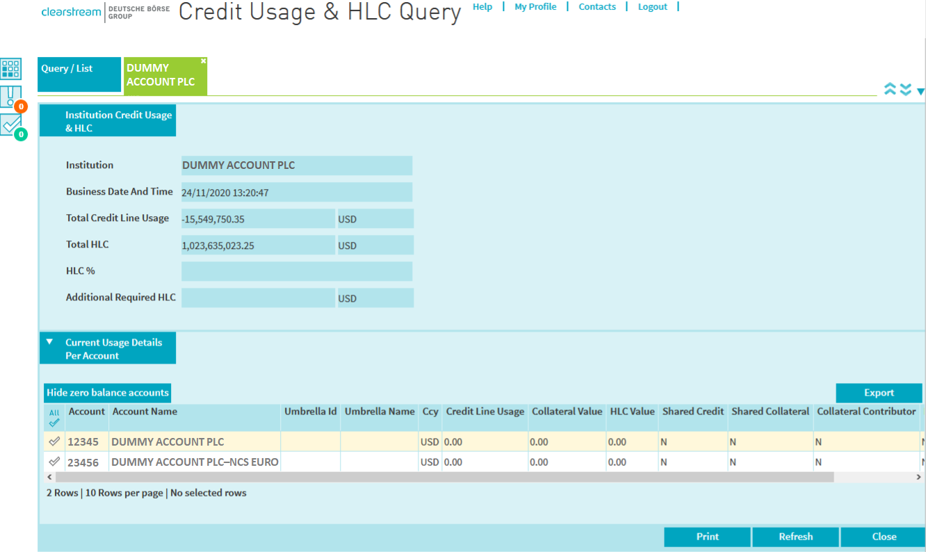 Credit Usage and HLC queries
